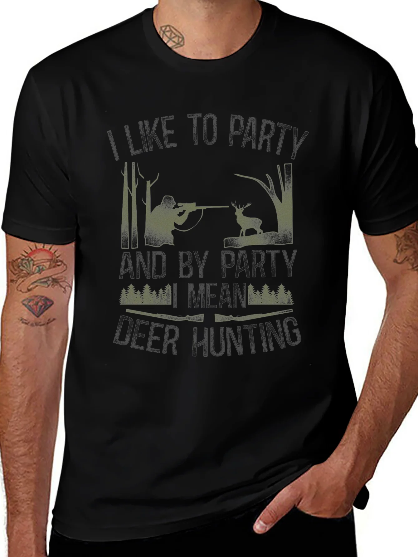 Hunting Party T-Shirt - Camo Hunter Design