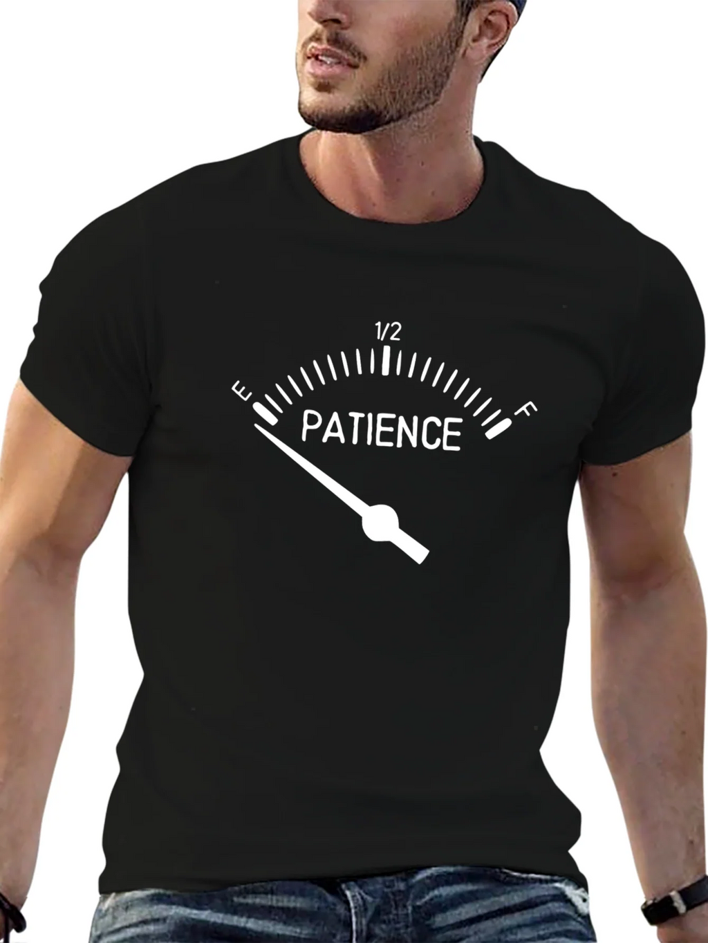 Patience Meter Graphic T-Shirt - Black