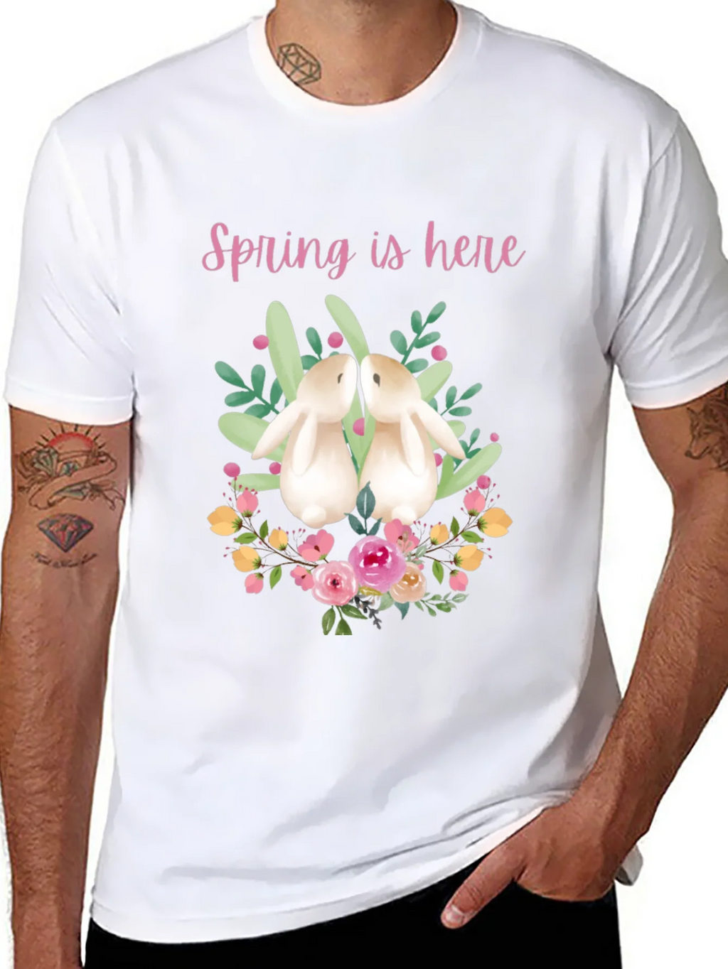 Spring is Here Easter Bunny Graphic Tee