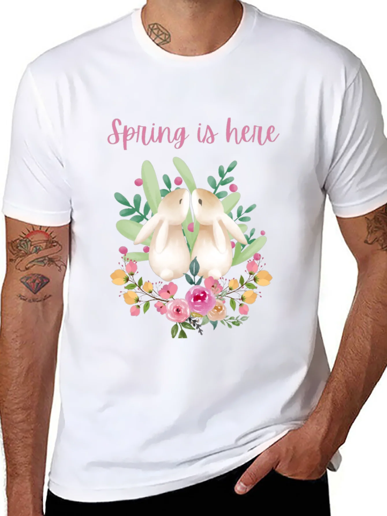 Spring is Here Easter Bunny Graphic Tee