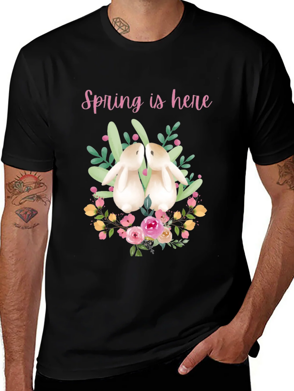 Spring is Here Easter Bunny Graphic Tee