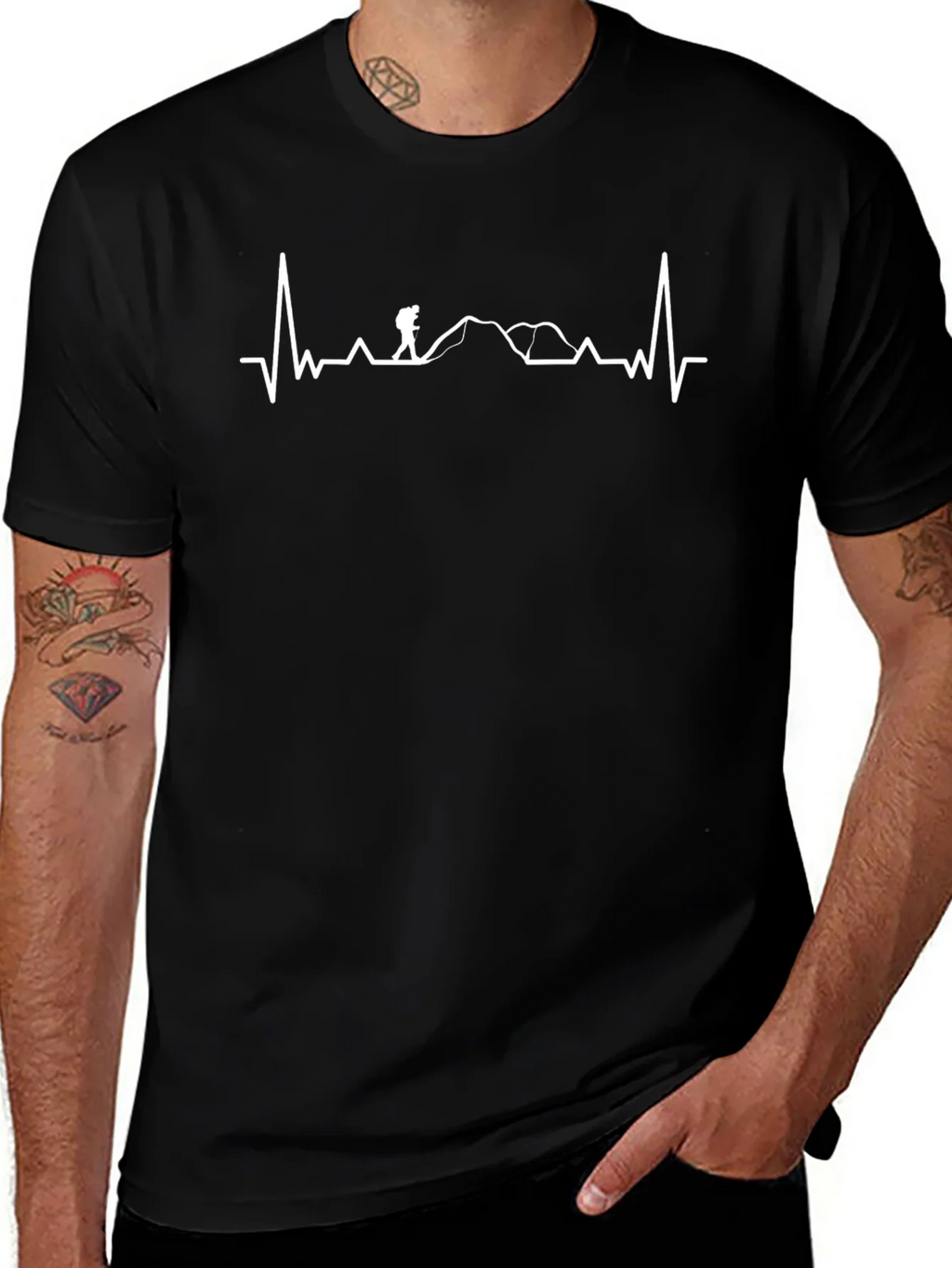 Hiking Heartbeat Graphic Tee - Black T-Shirt