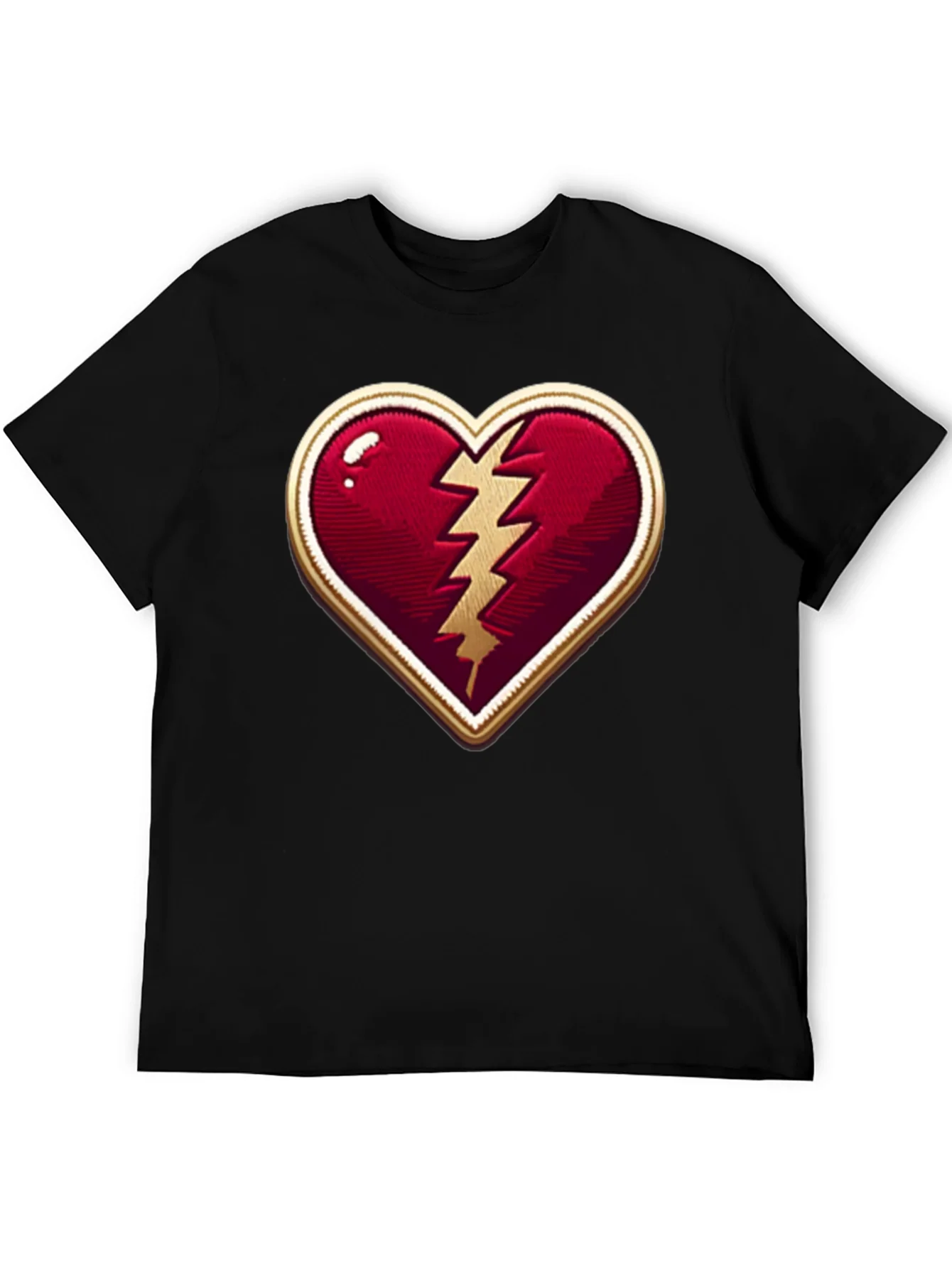 Broken Heart Lightning Bolt Graphic Tee - Stylish Comfort