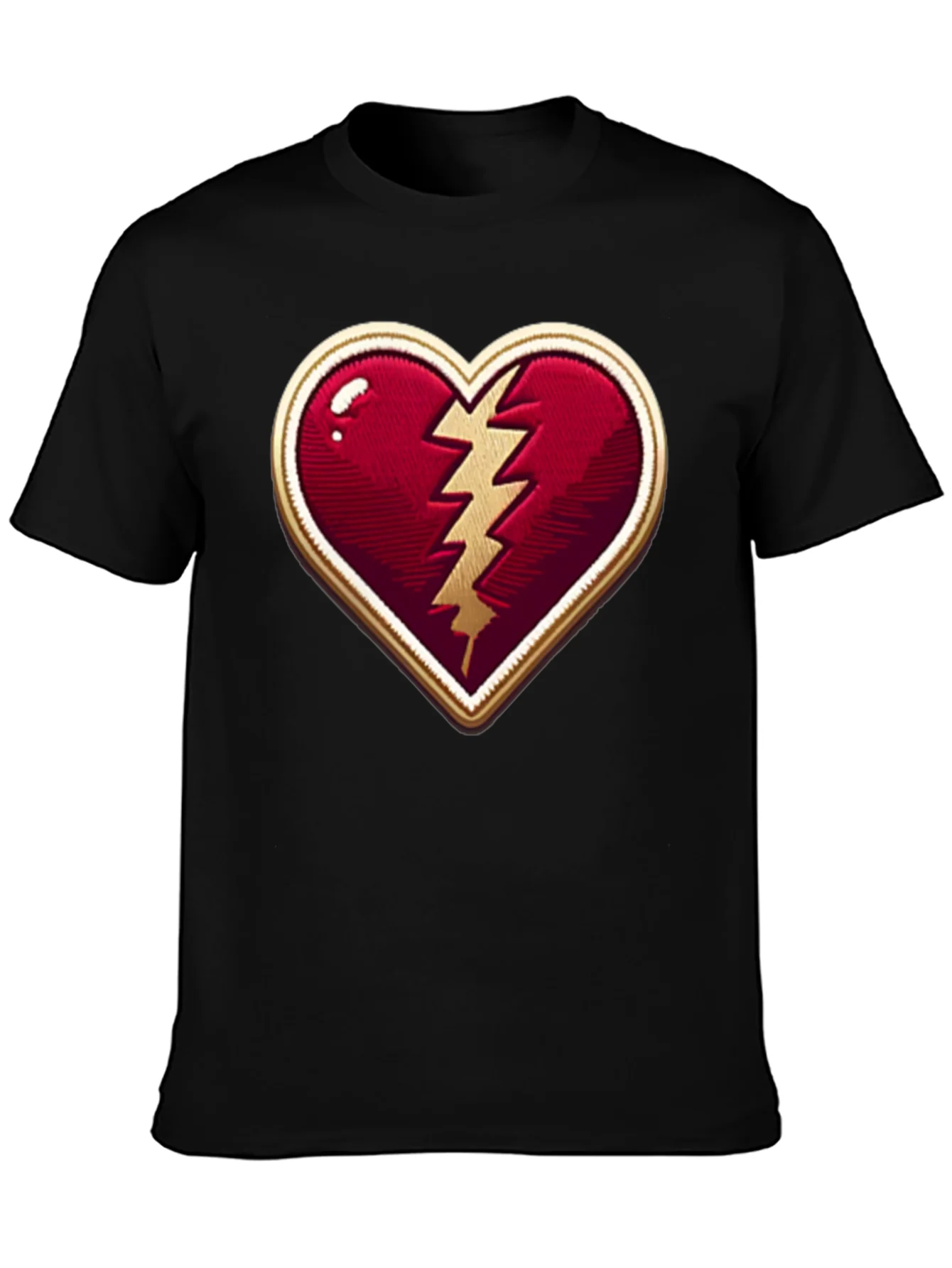 Broken Heart Lightning Bolt Graphic Tee - Stylish Comfort