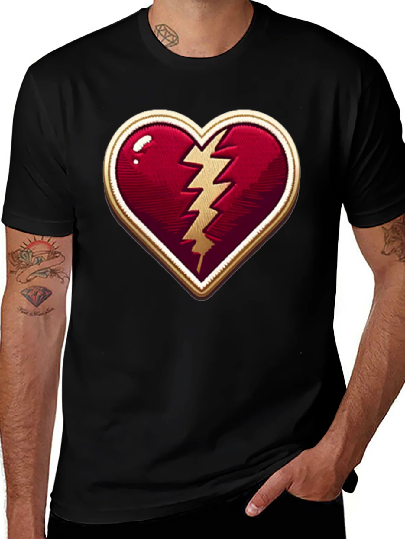 Broken Heart Lightning Bolt Graphic Tee - Stylish Comfort