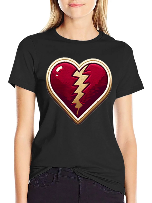 Broken Heart Lightning Bolt Graphic Tee - Stylish Comfort