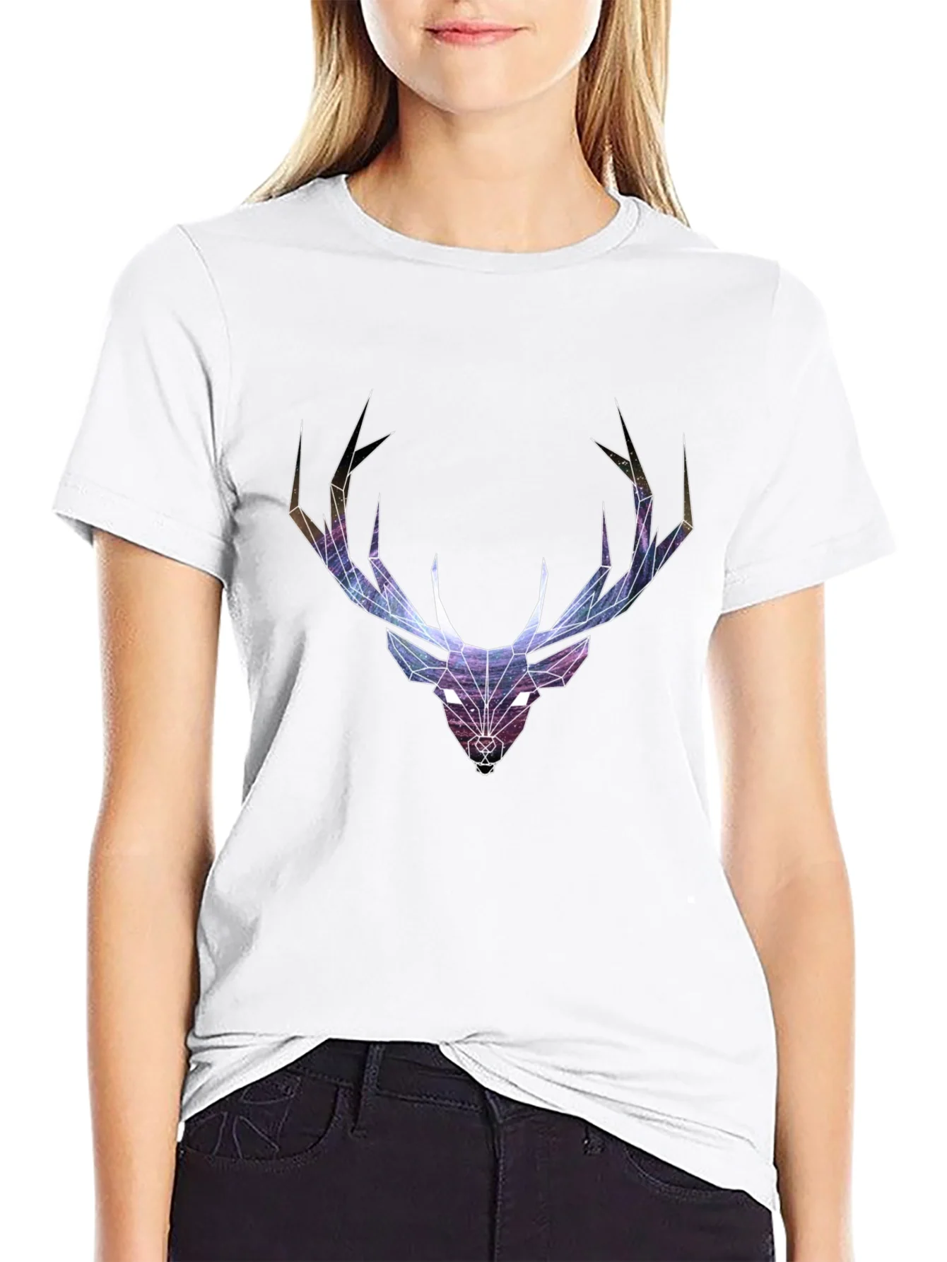 Geometric Deer Head Graphic T-Shirt