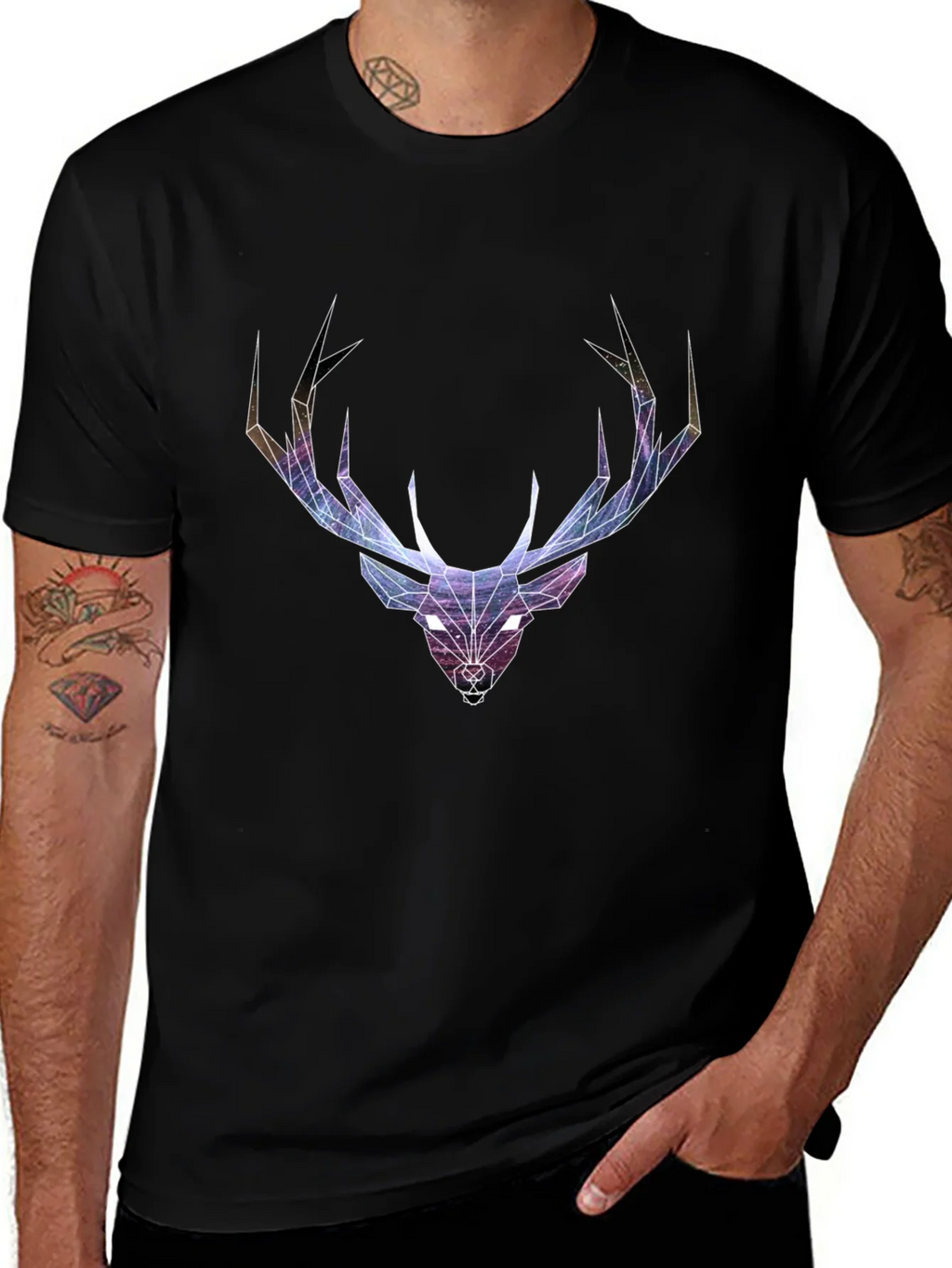 Geometric Deer Head Graphic T-Shirt