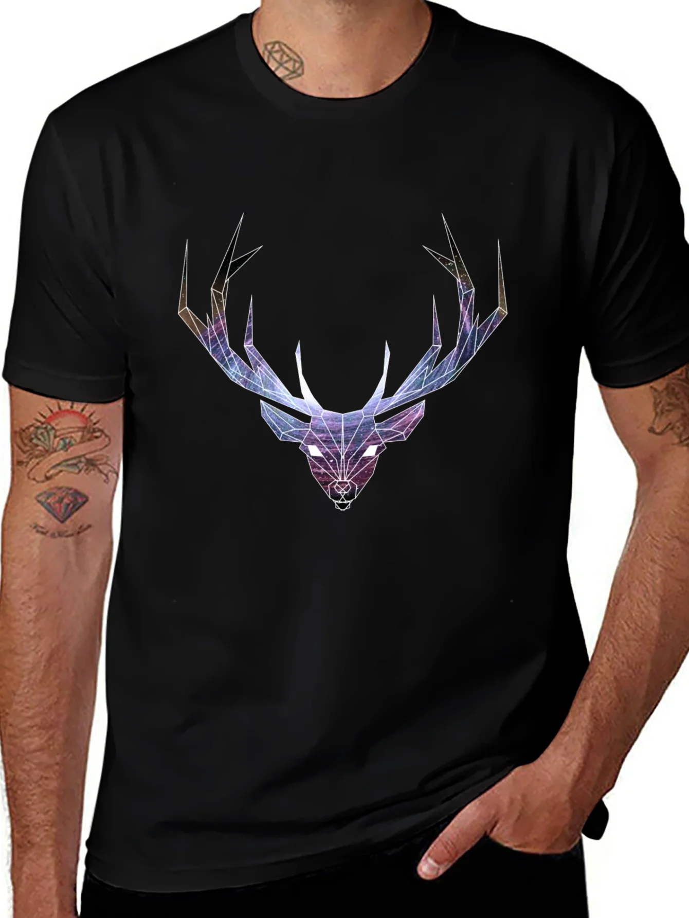 Geometric Deer Head Graphic T-Shirt