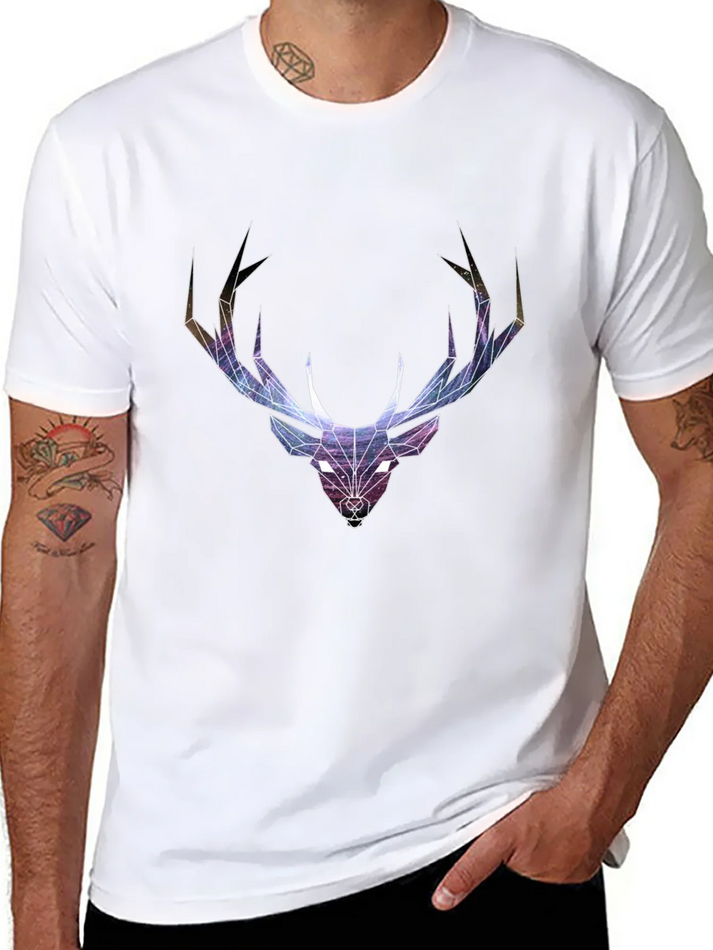 Geometric Deer Head Graphic T-Shirt