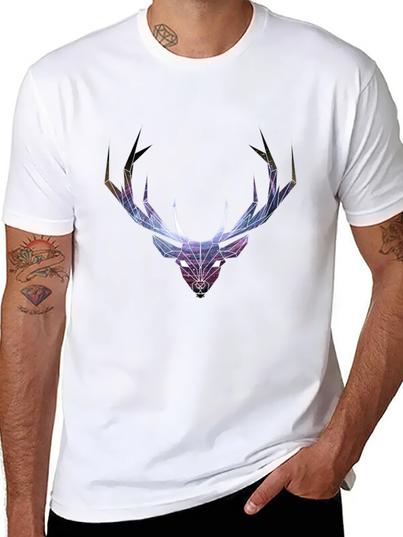Geometric Deer Head Graphic T-Shirt