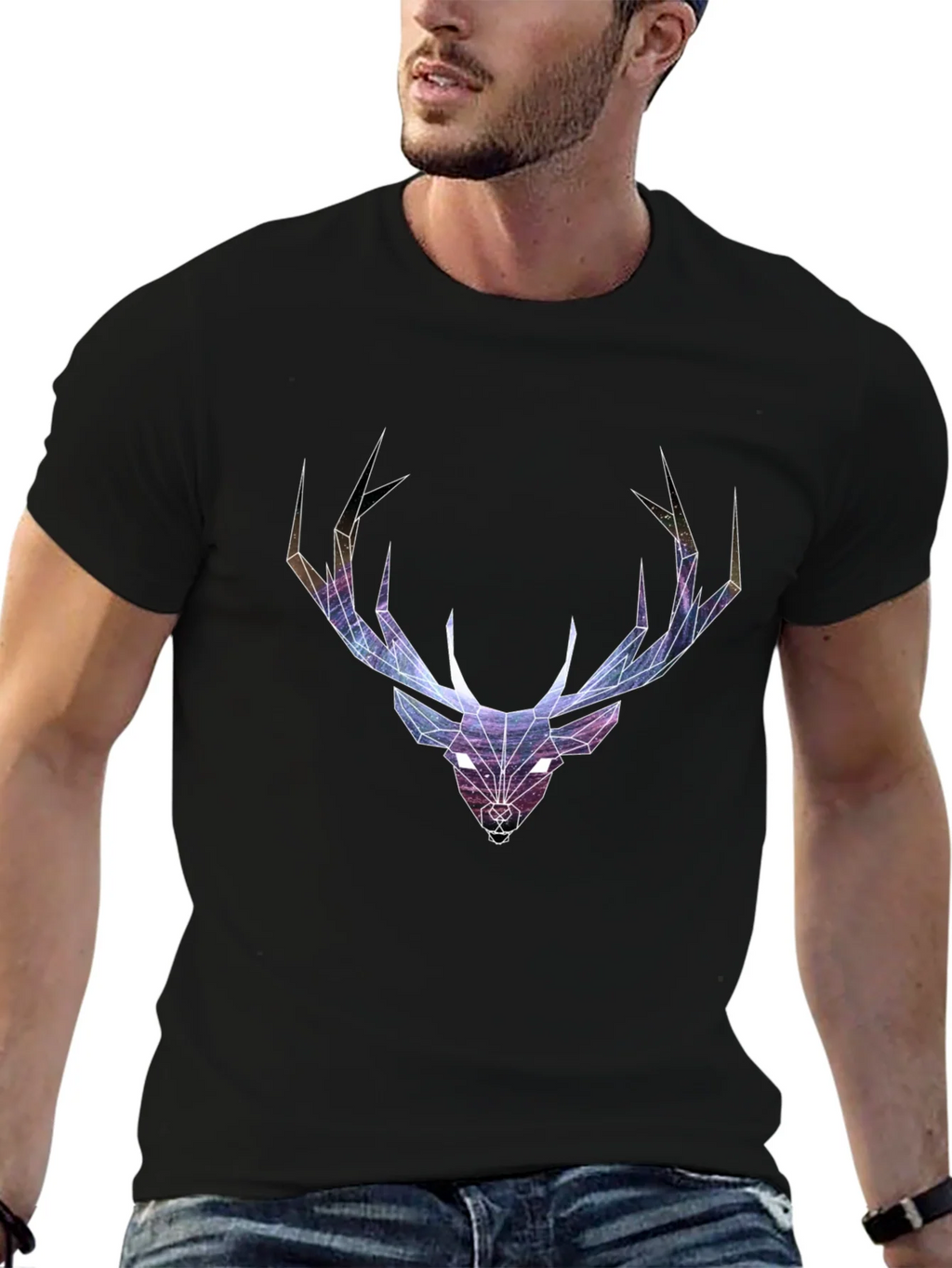 Geometric Deer Head Graphic T-Shirt