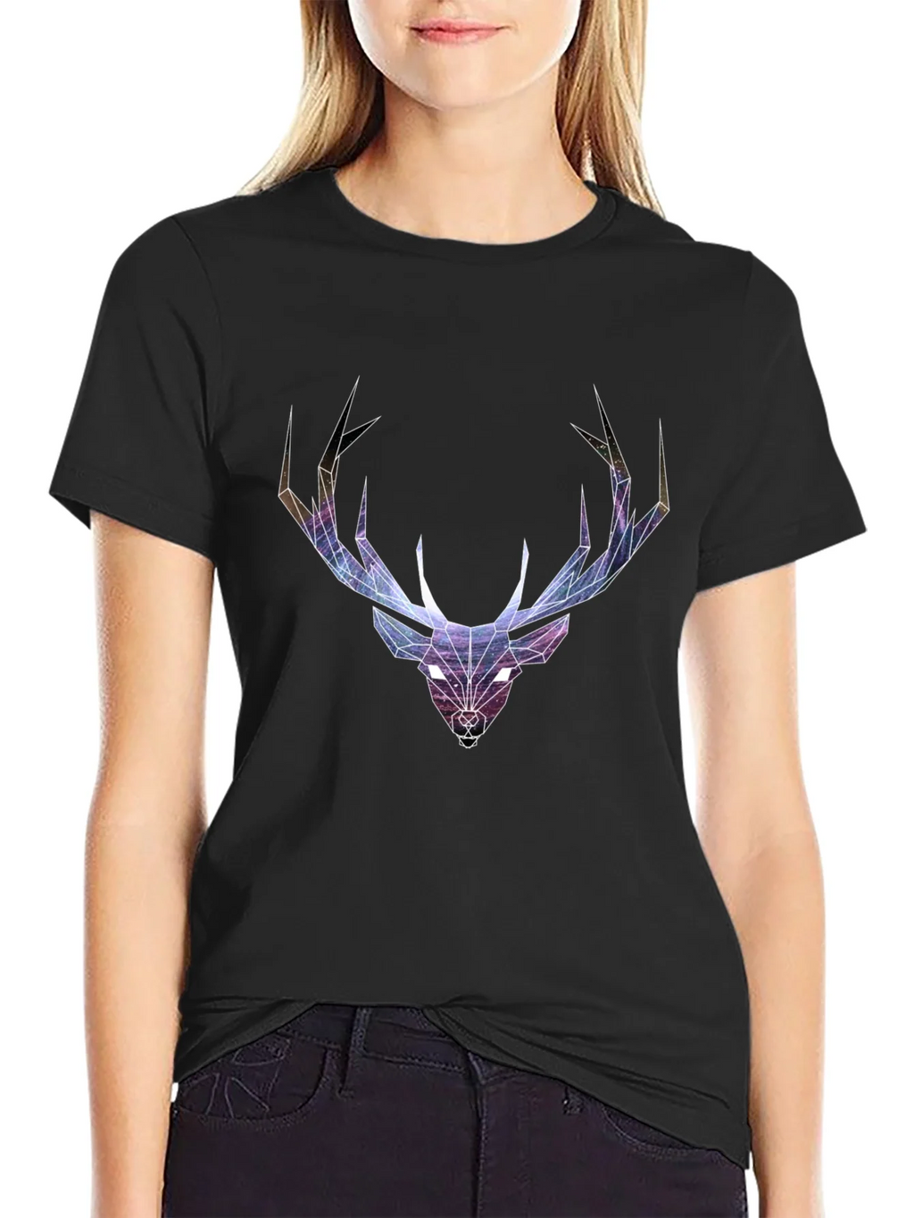 Geometric Deer Head Graphic T-Shirt