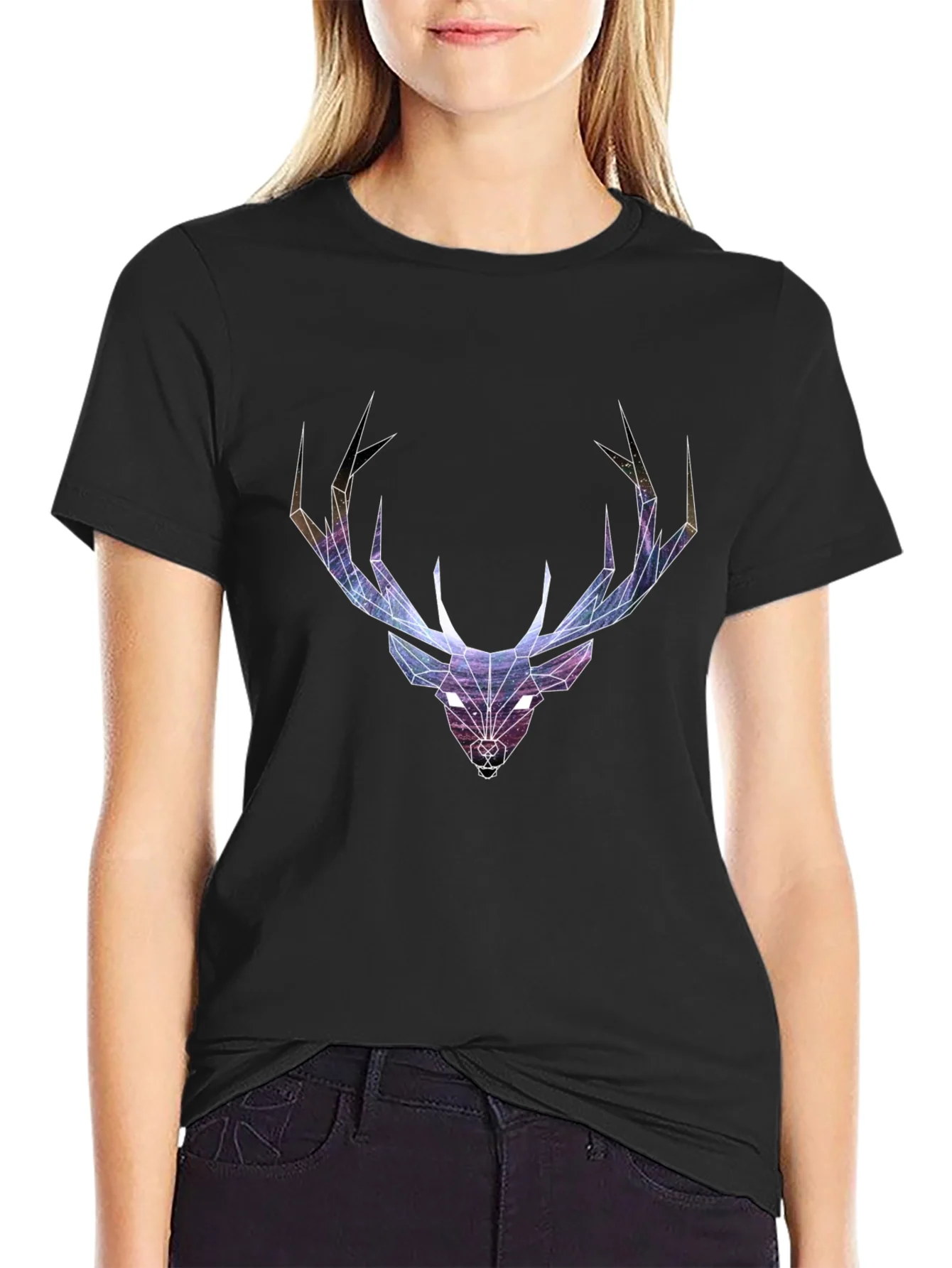 Geometric Deer Head Graphic T-Shirt