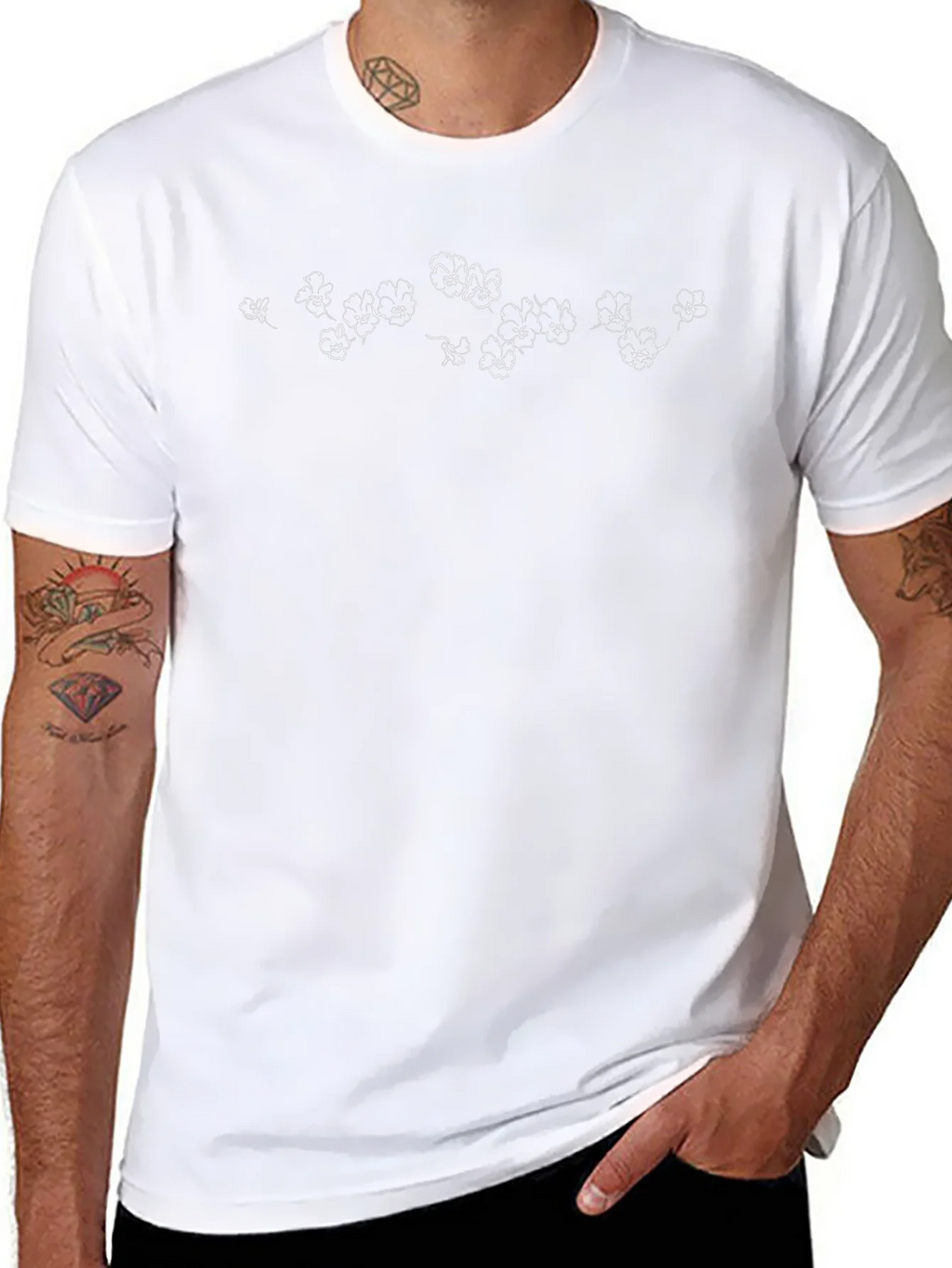 Black Floral Print T-Shirt - Casual Wear