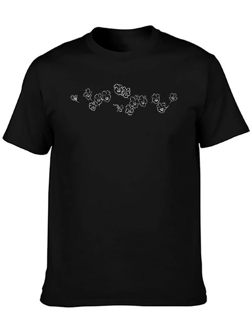 Black Floral Print T-Shirt - Casual Wear