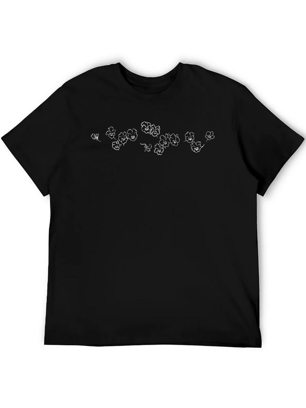 Black Floral Print T-Shirt - Casual Wear