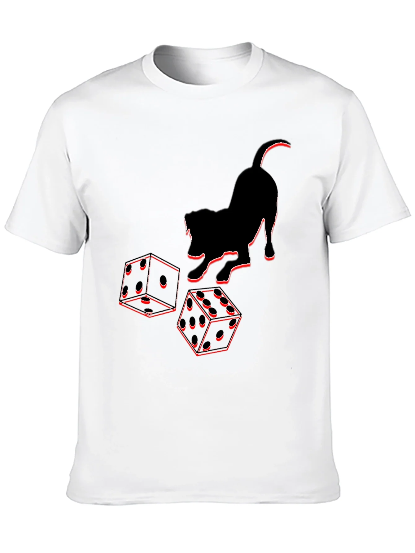 Dice & Cat Graphic Tee - Playful Style