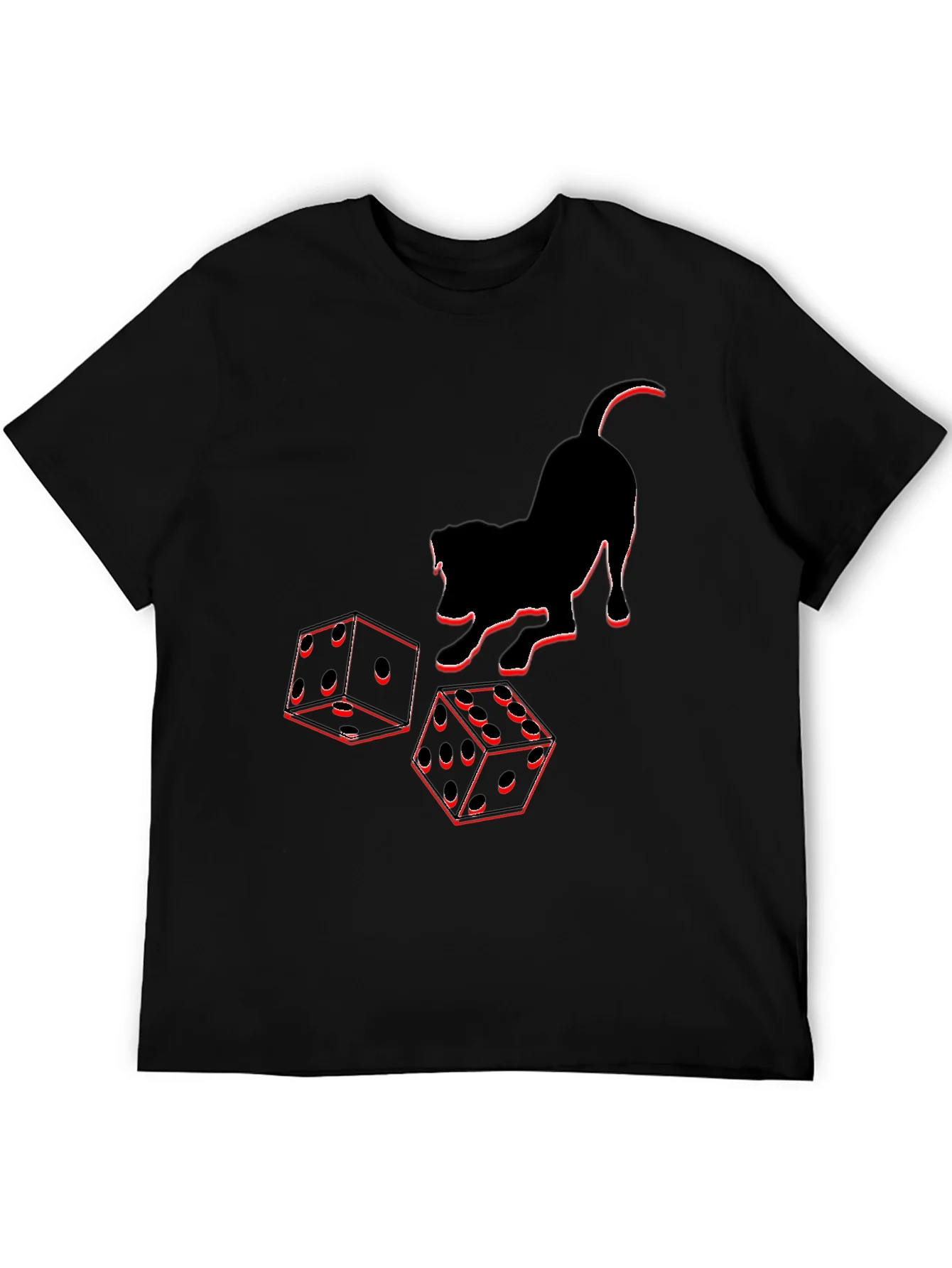 Dice & Cat Graphic Tee - Playful Style