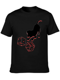 Dice & Cat Graphic Tee - Playful Style