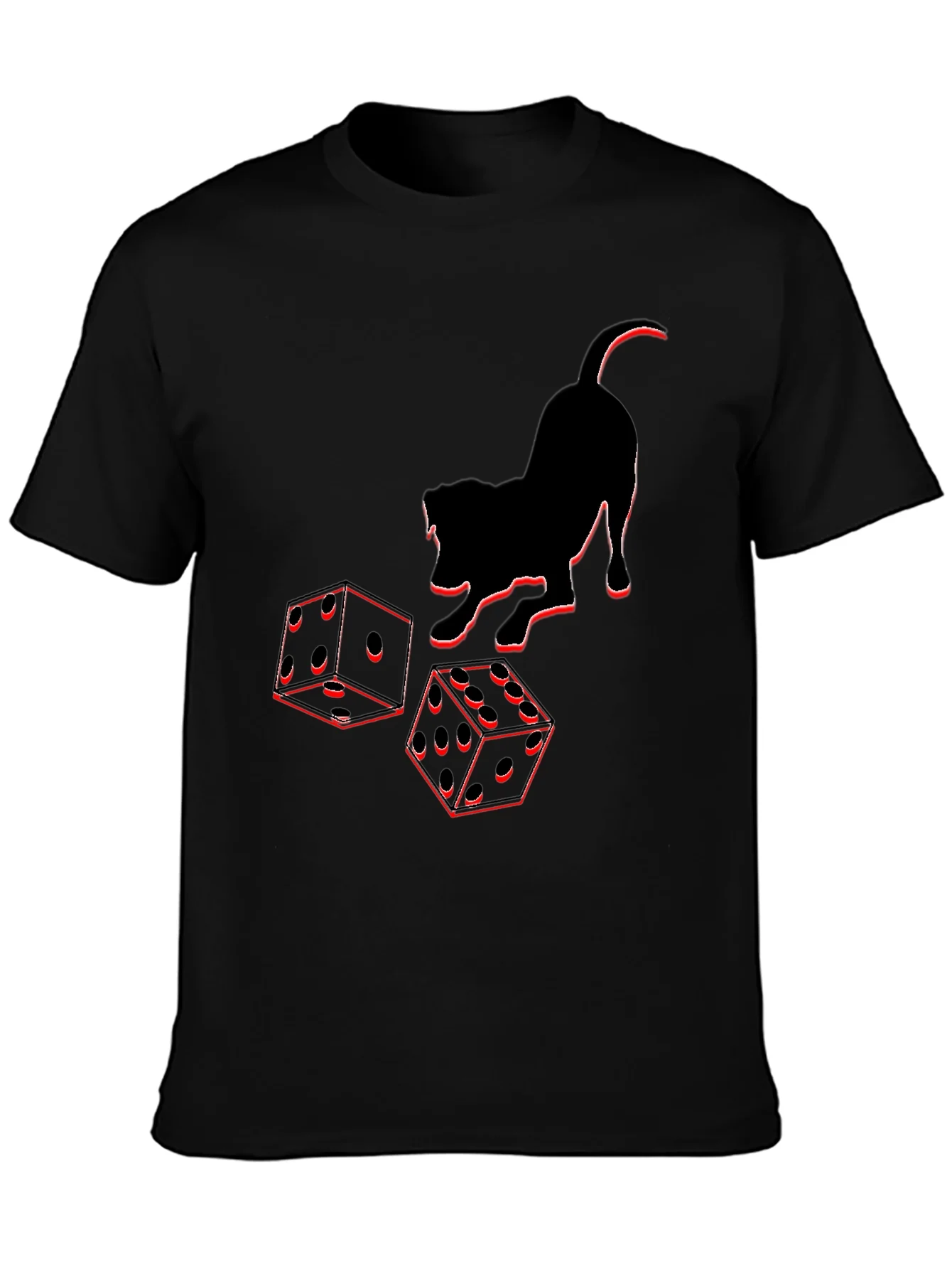 Dice & Cat Graphic Tee - Playful Style