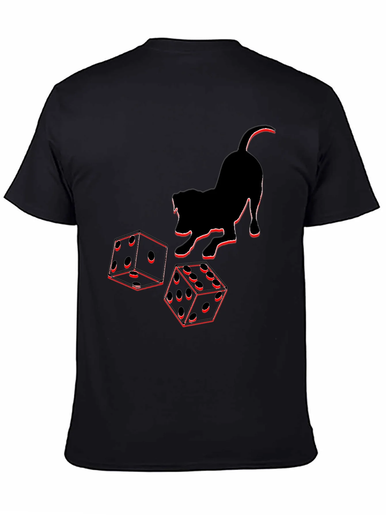 Dice & Cat Graphic Tee - Playful Style