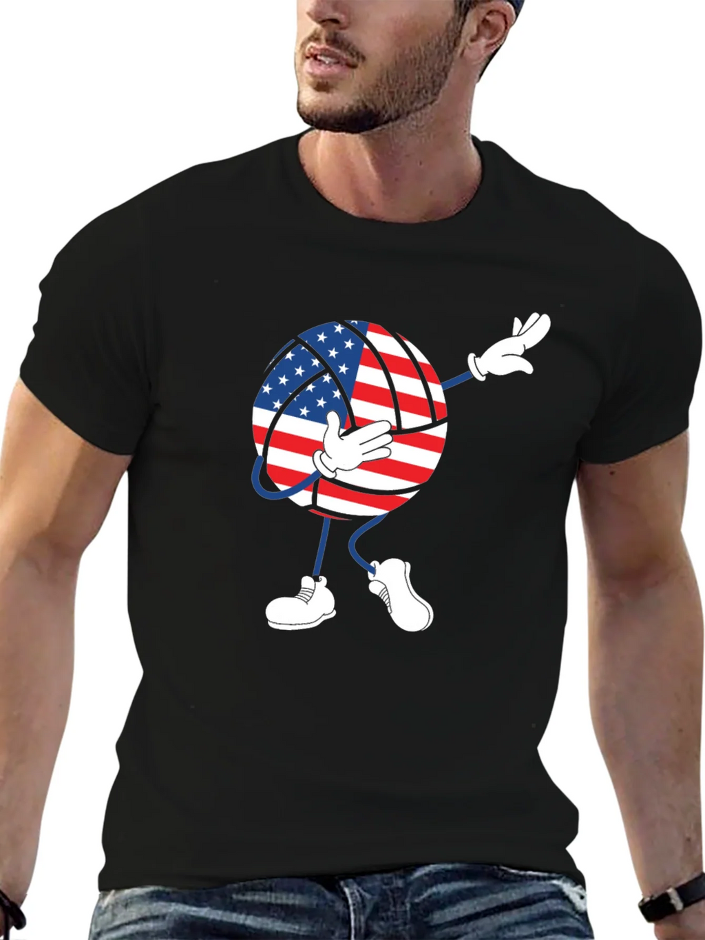 USA Flag Volleyball Dab T-Shirt
