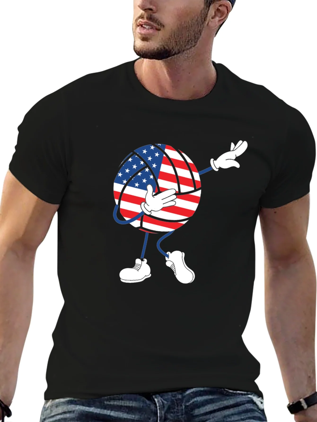 USA Flag Volleyball Dab T-Shirt