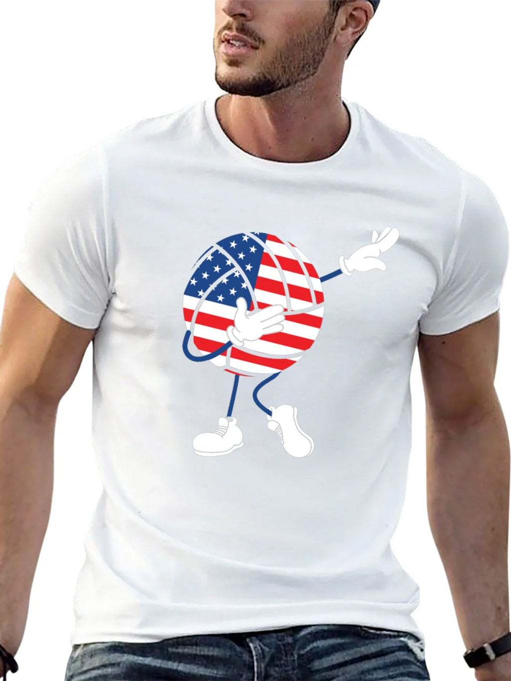 USA Flag Volleyball Dab T-Shirt