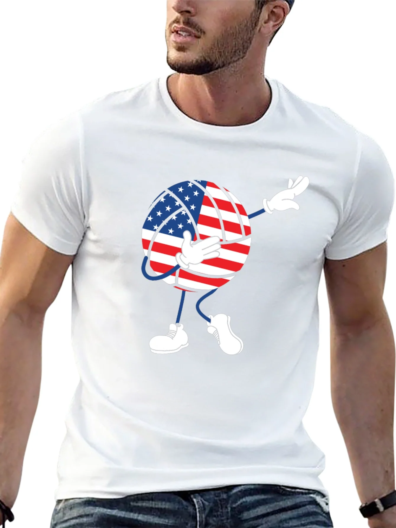 USA Flag Volleyball Dab T-Shirt