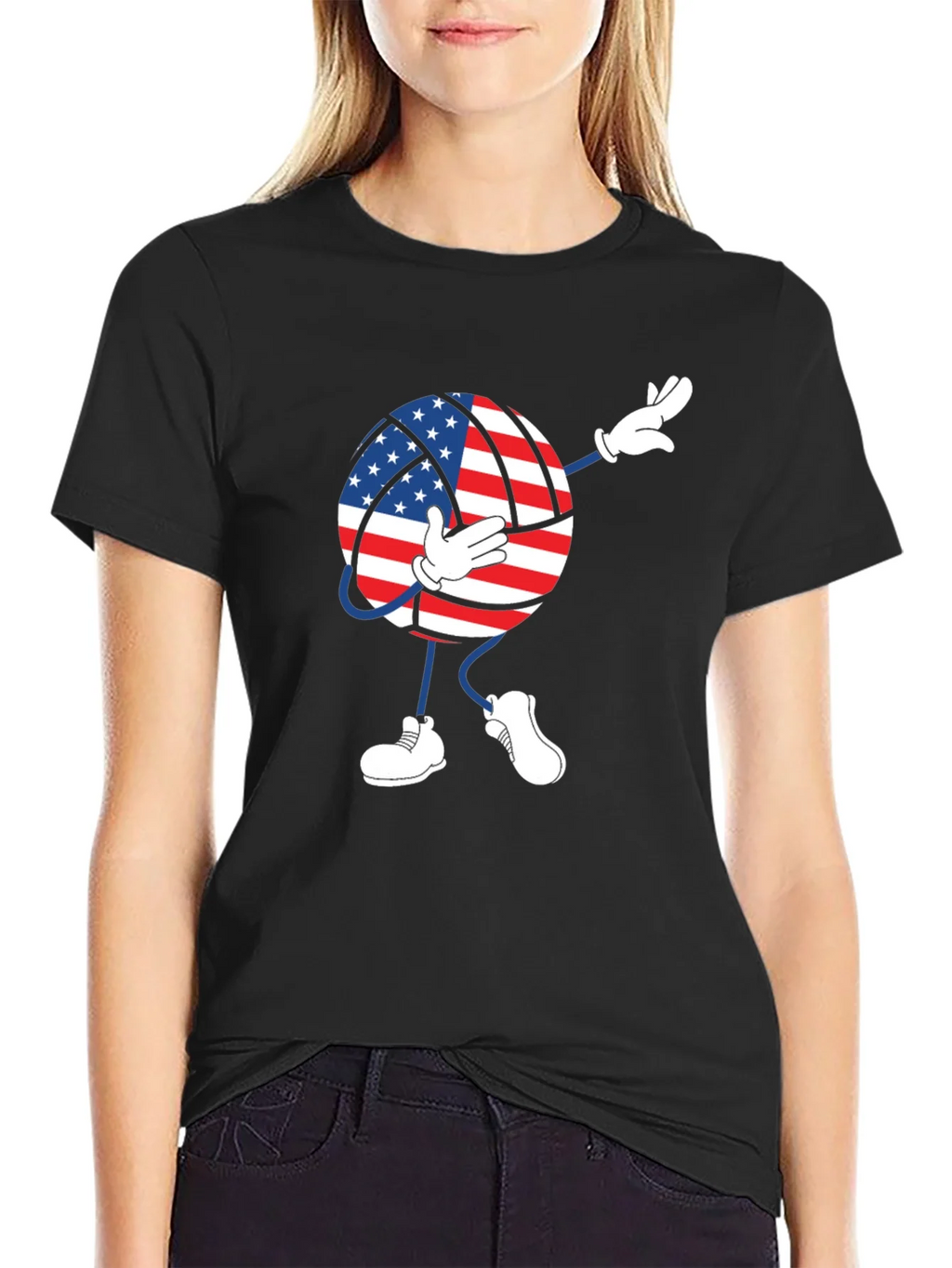 USA Flag Volleyball Dab T-Shirt