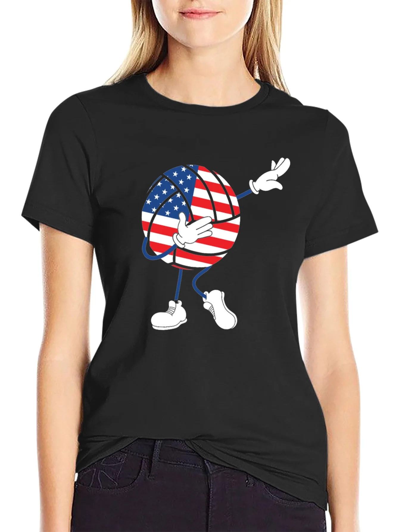 USA Flag Volleyball Dab T-Shirt