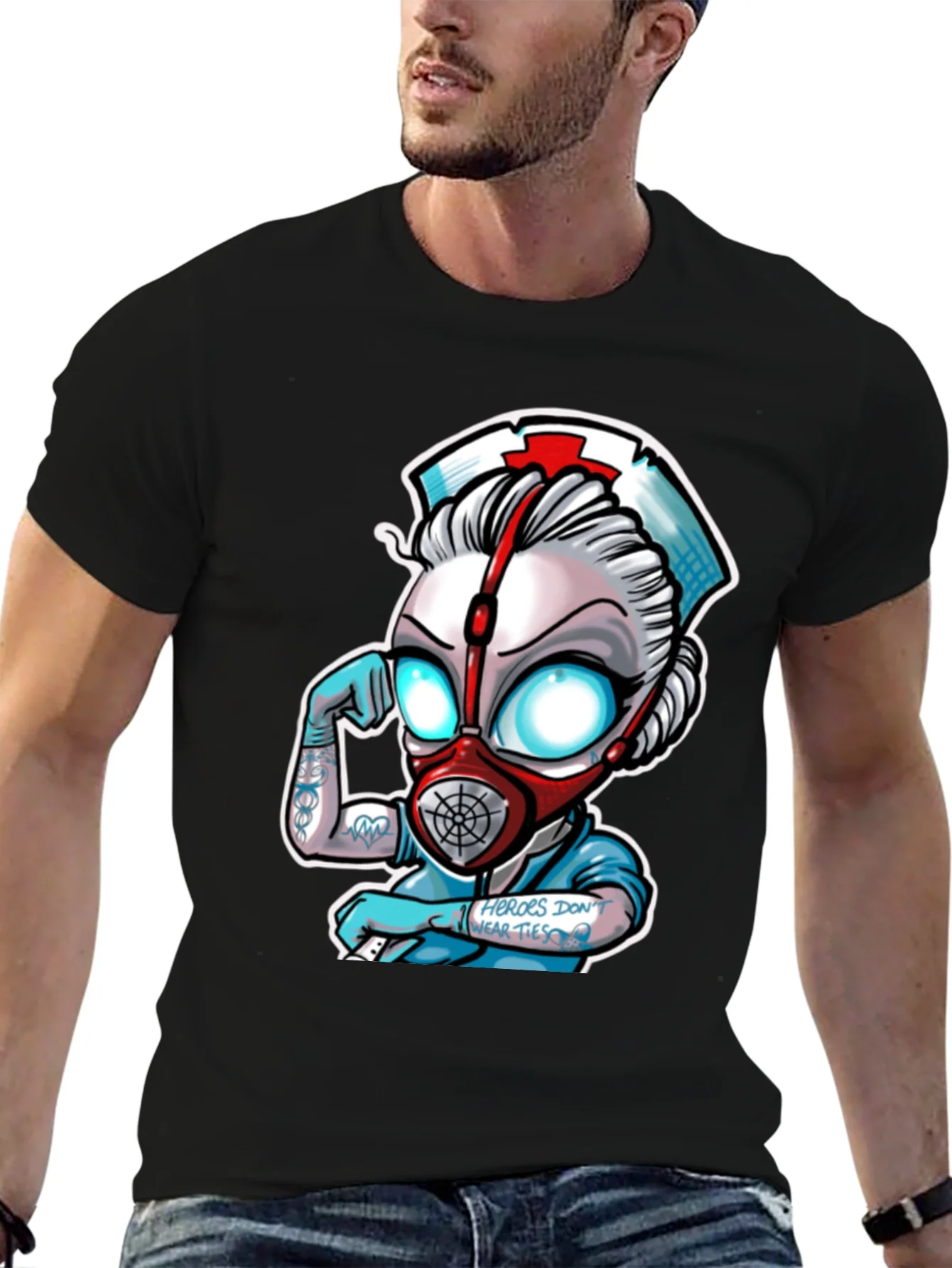 Heroes Dont Wear Ties Black T-Shirt