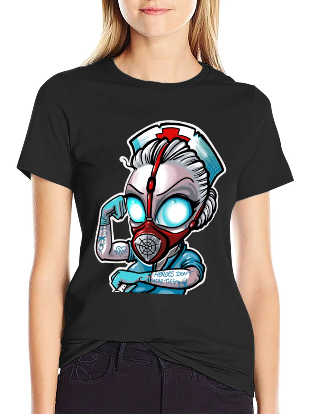 Heroes Dont Wear Ties Black T-Shirt
