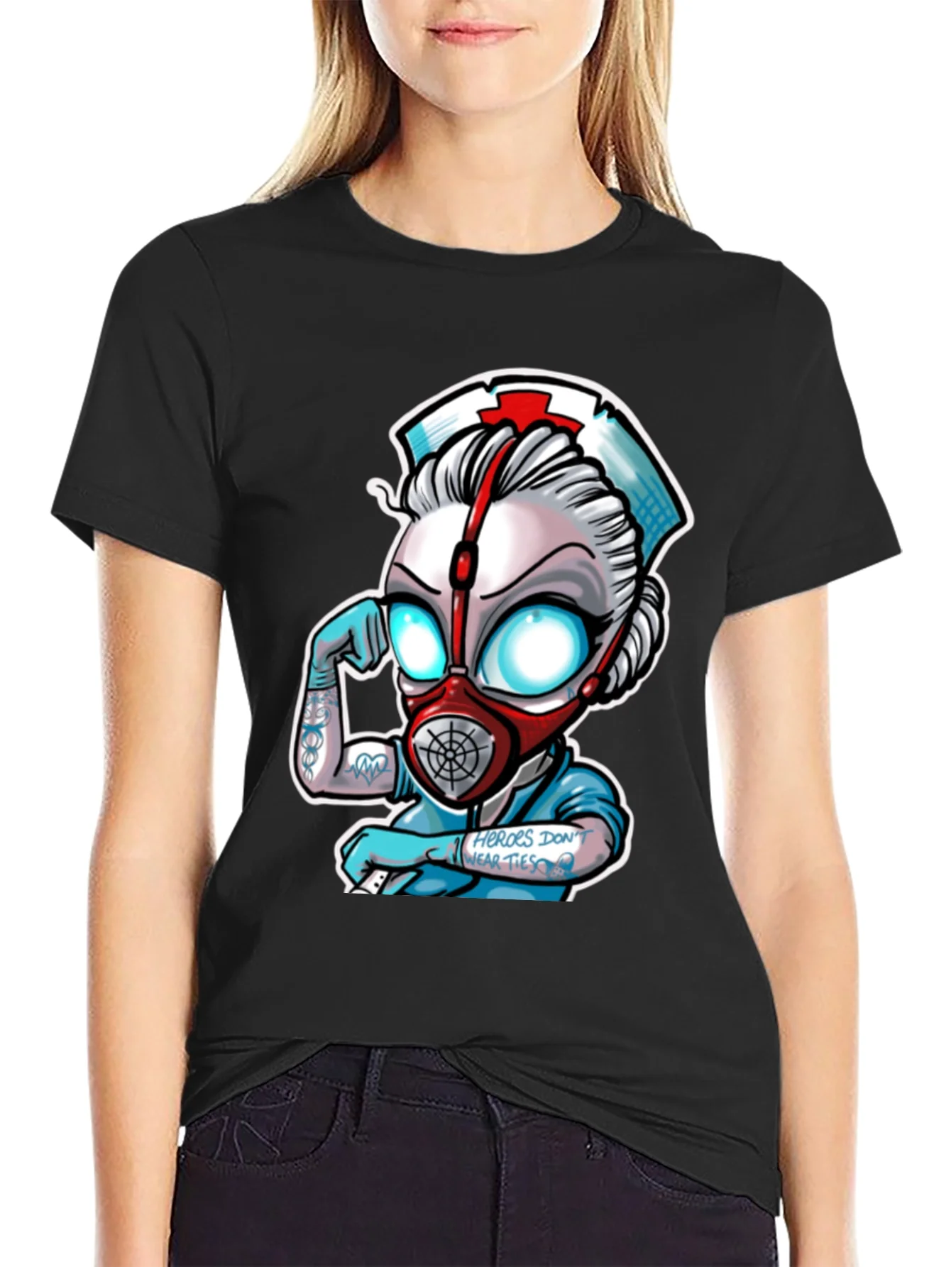 Heroes Dont Wear Ties Black T-Shirt