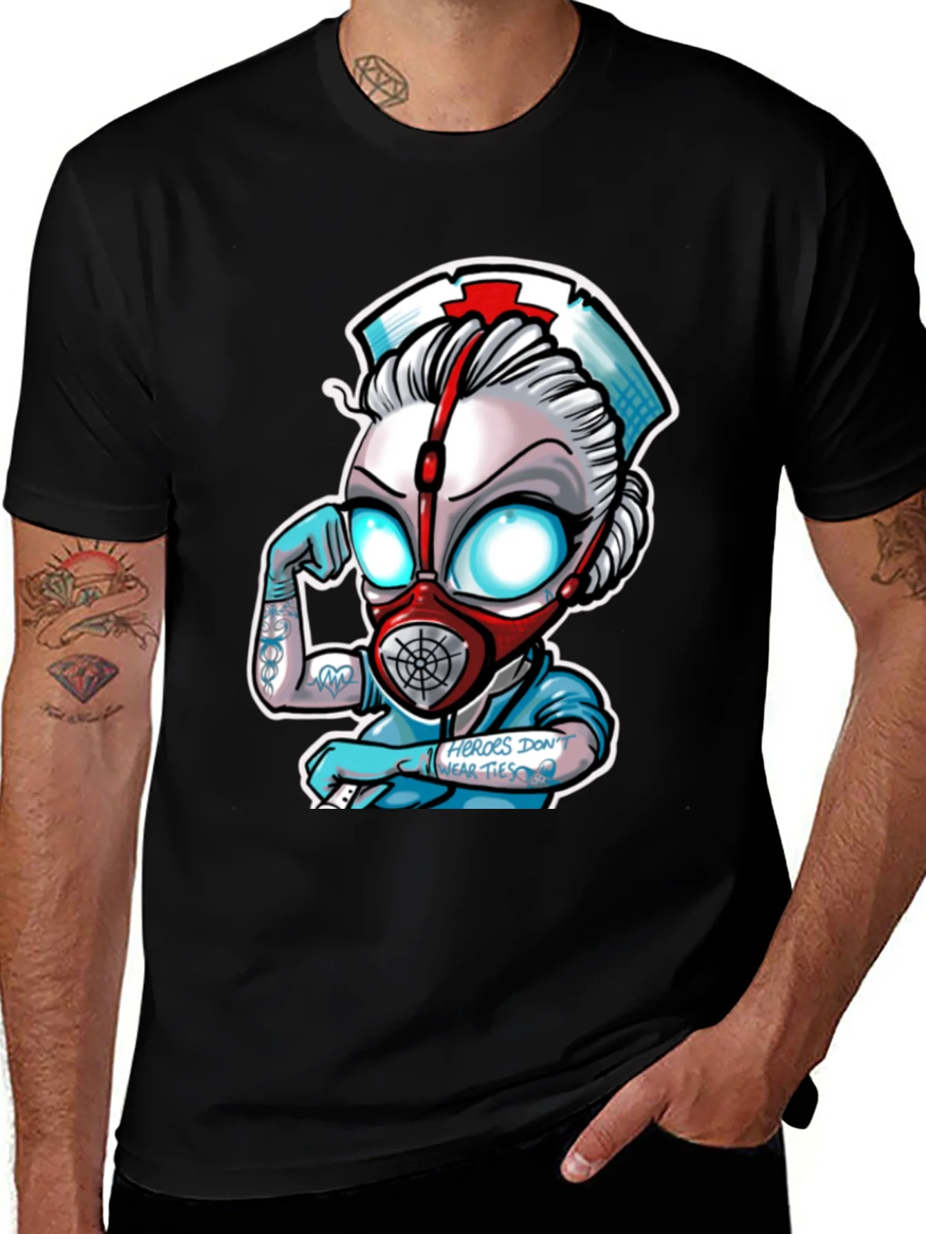 Heroes Dont Wear Ties Black T-Shirt