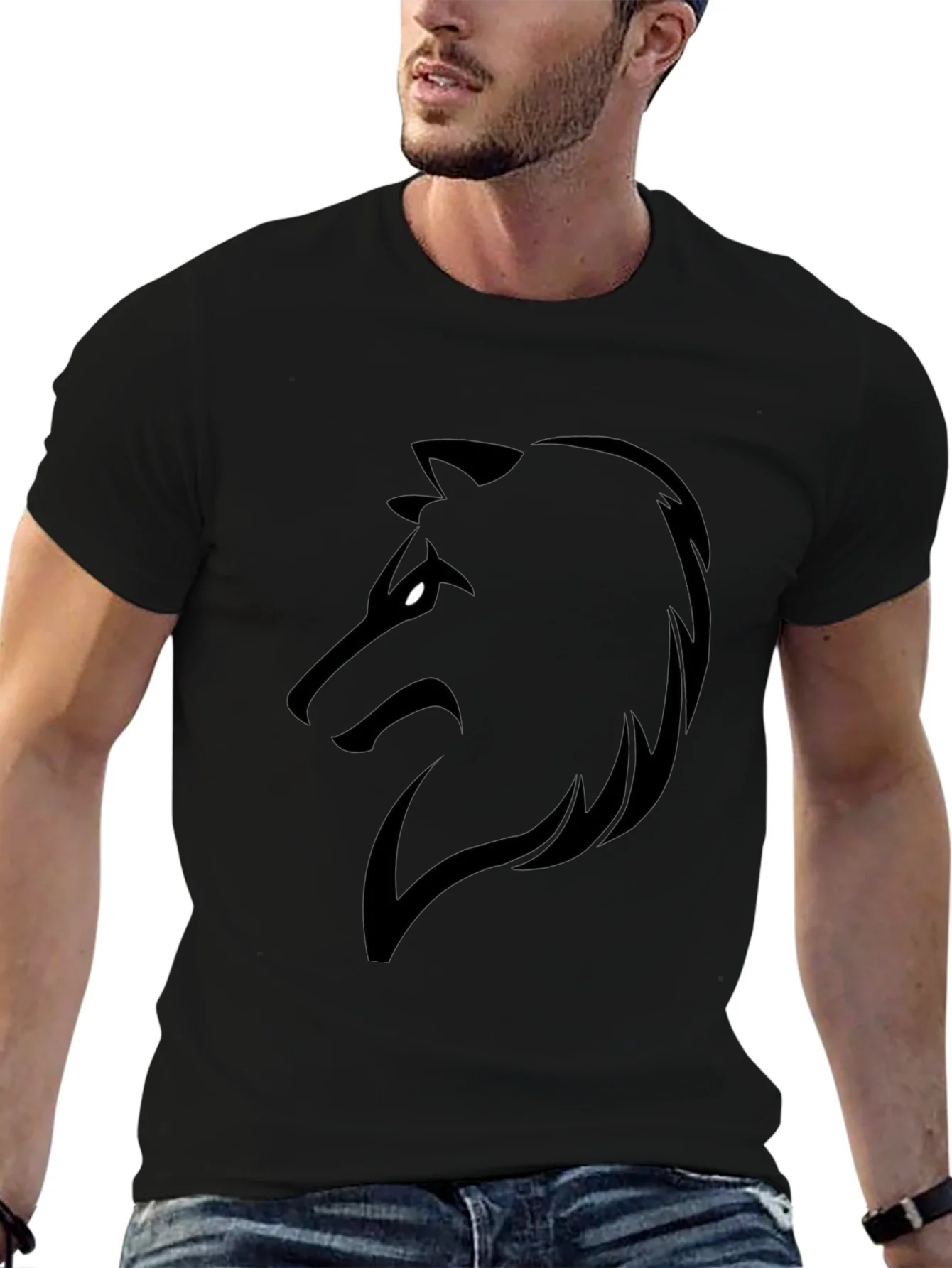 Black Wolf Graphic Tee - Mens Short Sleeve T-Shirt