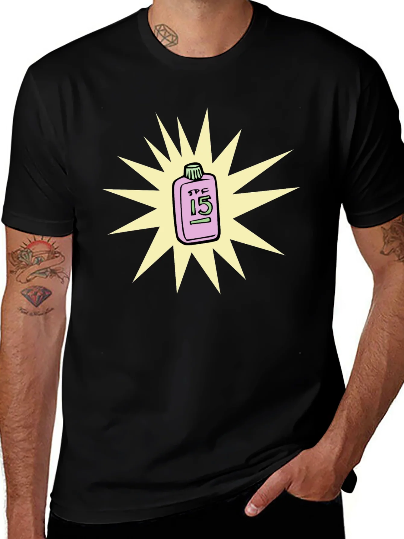 SPF 15 Sunscreen T-Shirt - Black Crew Neck