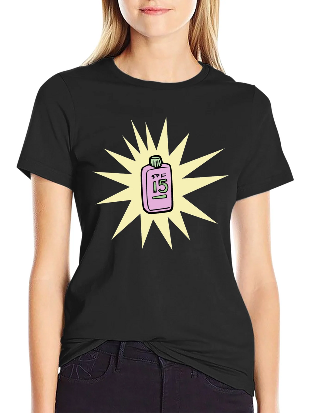 SPF 15 Sunscreen T-Shirt - Black Crew Neck