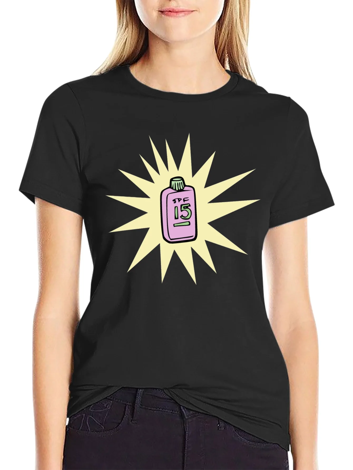 SPF 15 Sunscreen T-Shirt - Black Crew Neck