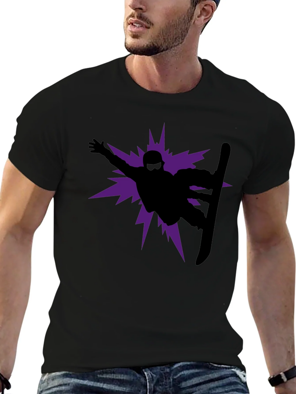 Snowboarder Graphic Tee - Black