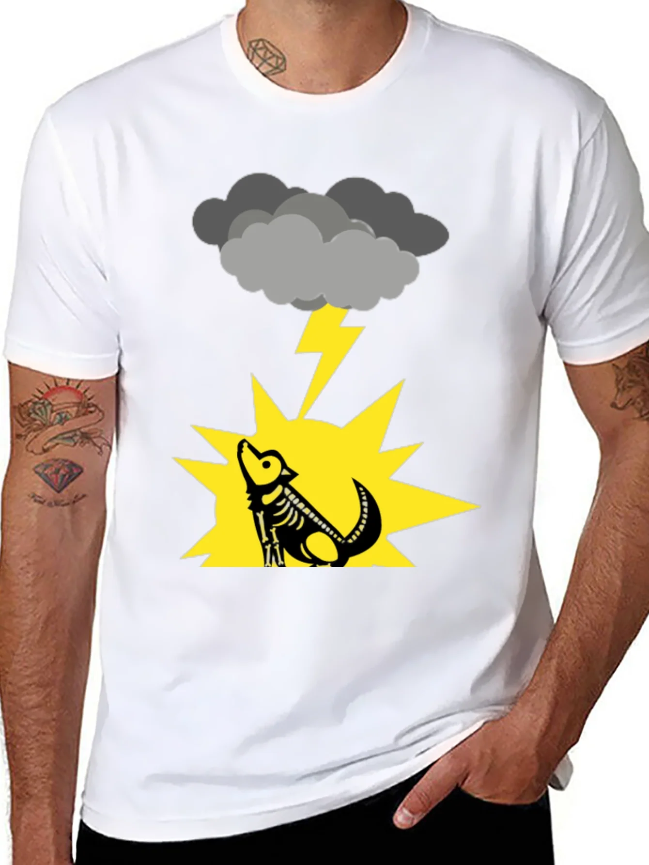 Stormy Wolf Skeleton Black T-Shirt