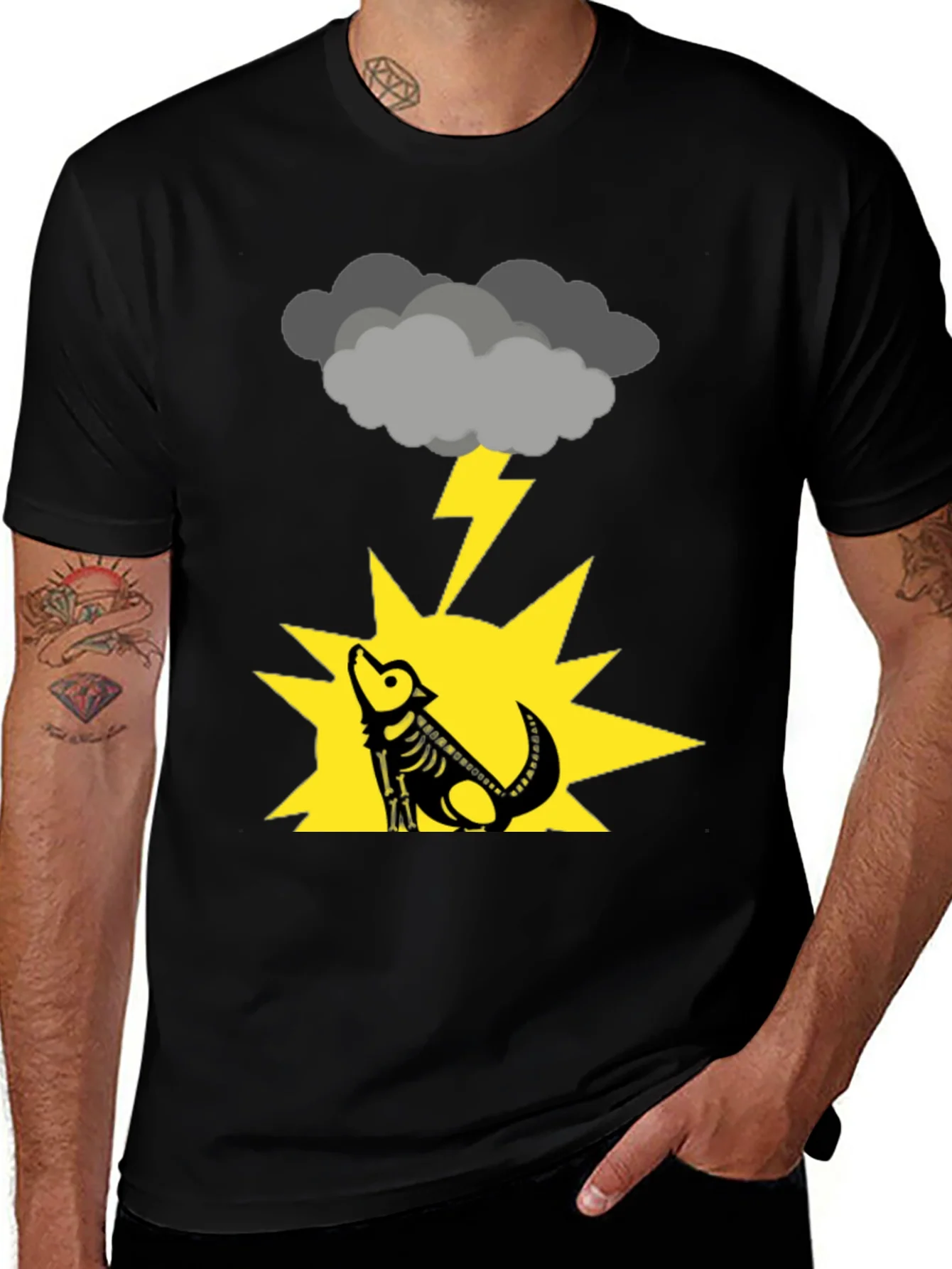 Stormy Wolf Skeleton Black T-Shirt