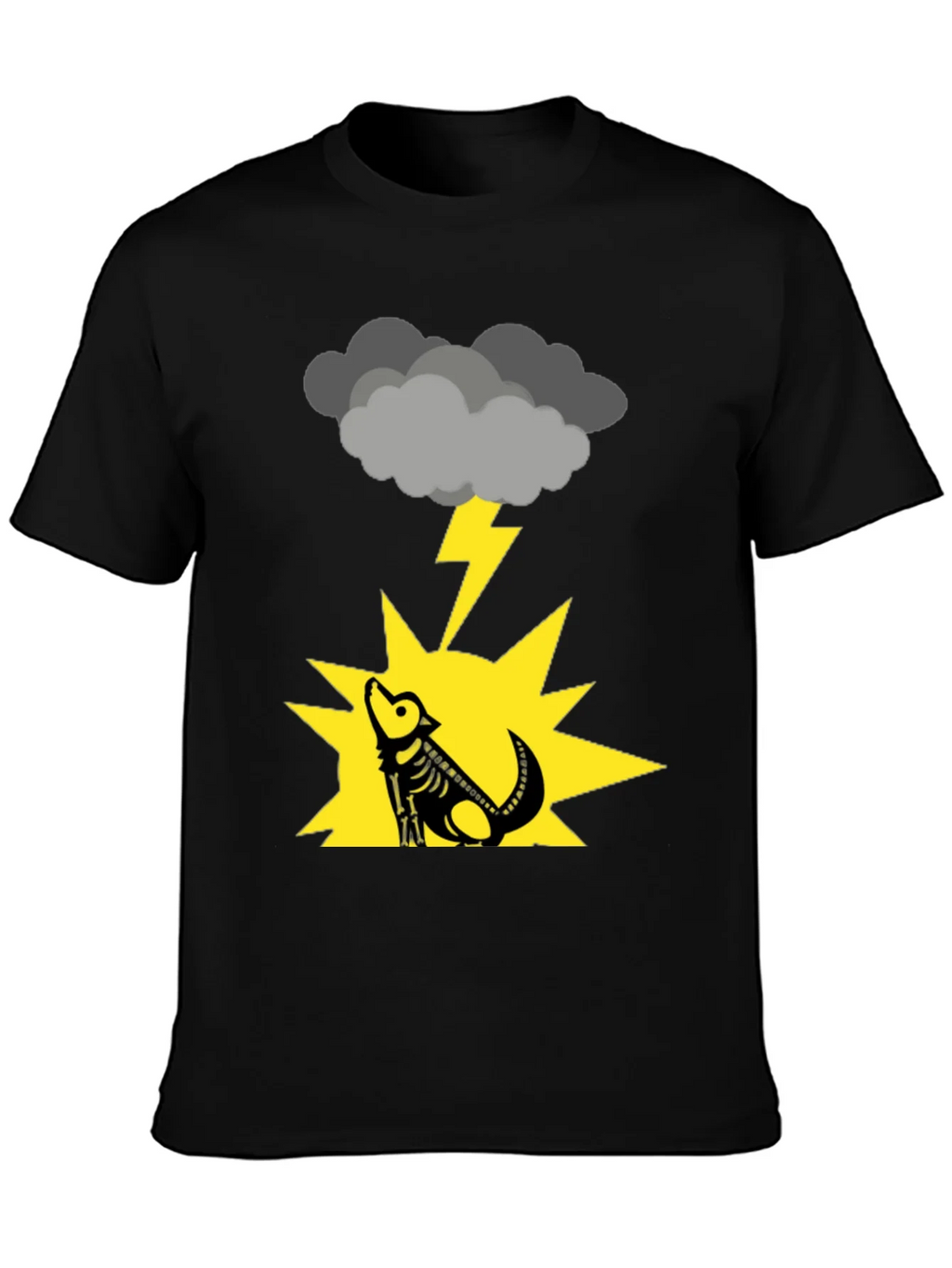 Stormy Wolf Skeleton Black T-Shirt