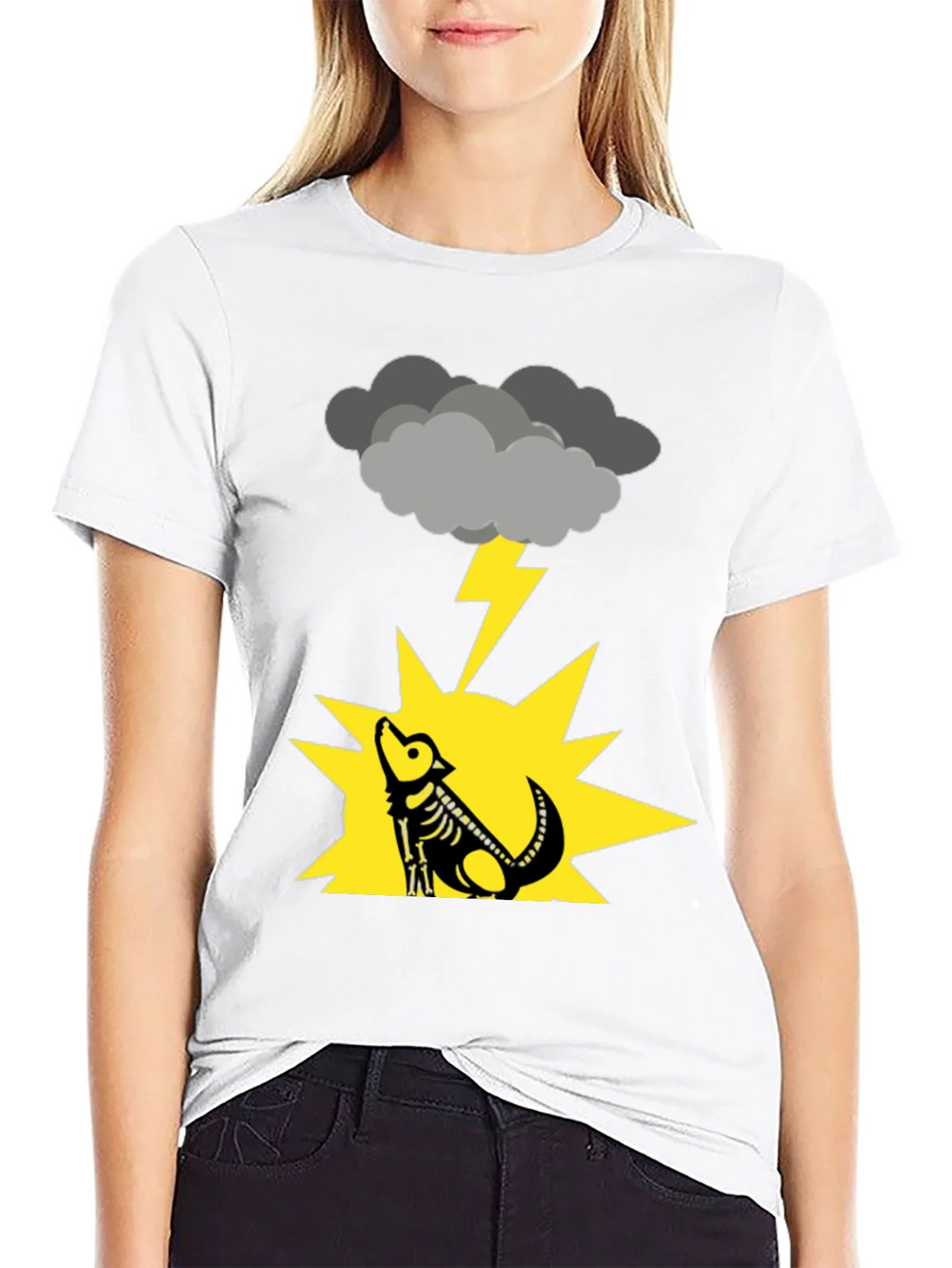 Stormy Wolf Skeleton Black T-Shirt