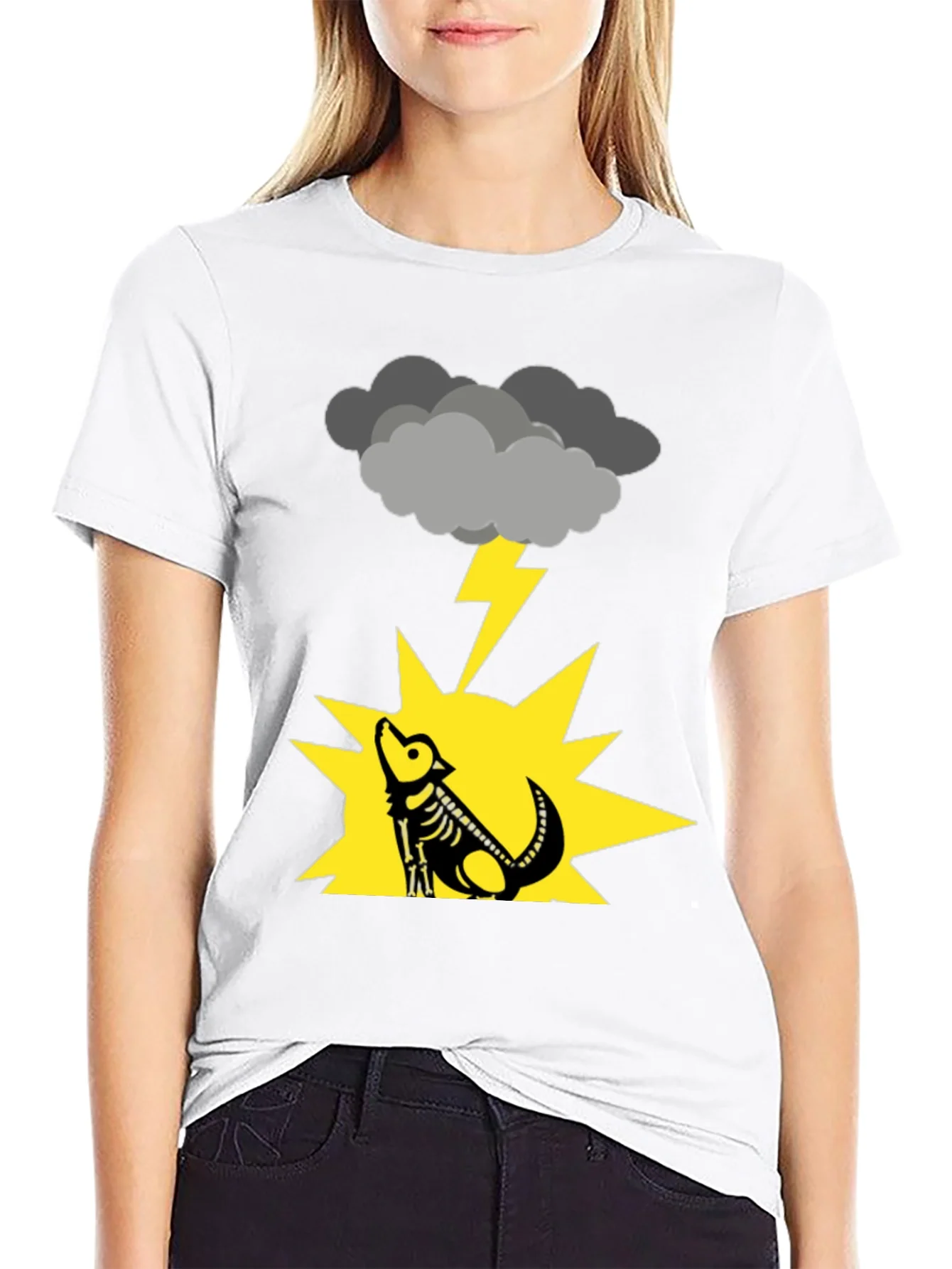 Stormy Wolf Skeleton Black T-Shirt