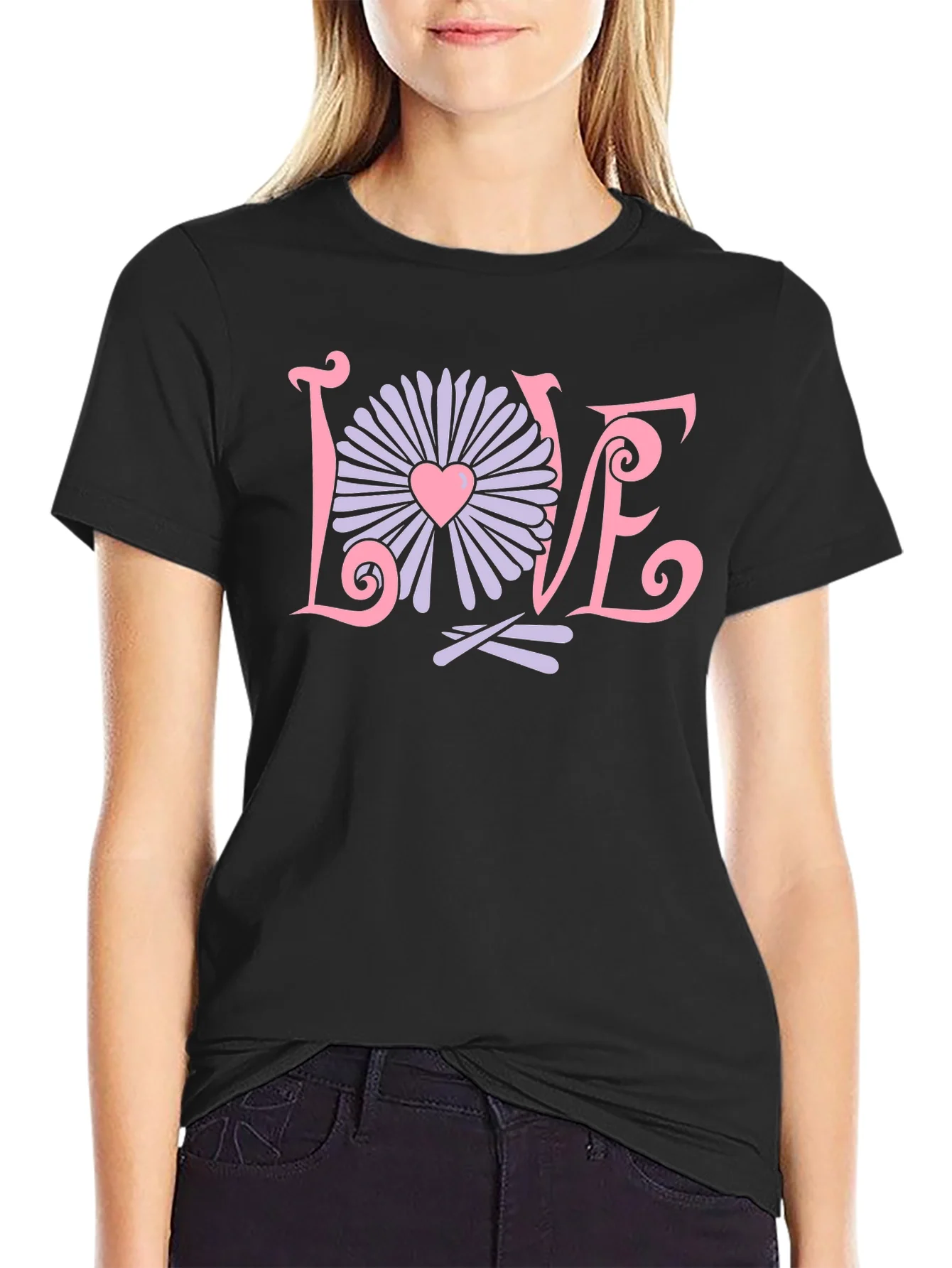 Love Flower Graphic T-Shirt - Trendy Design