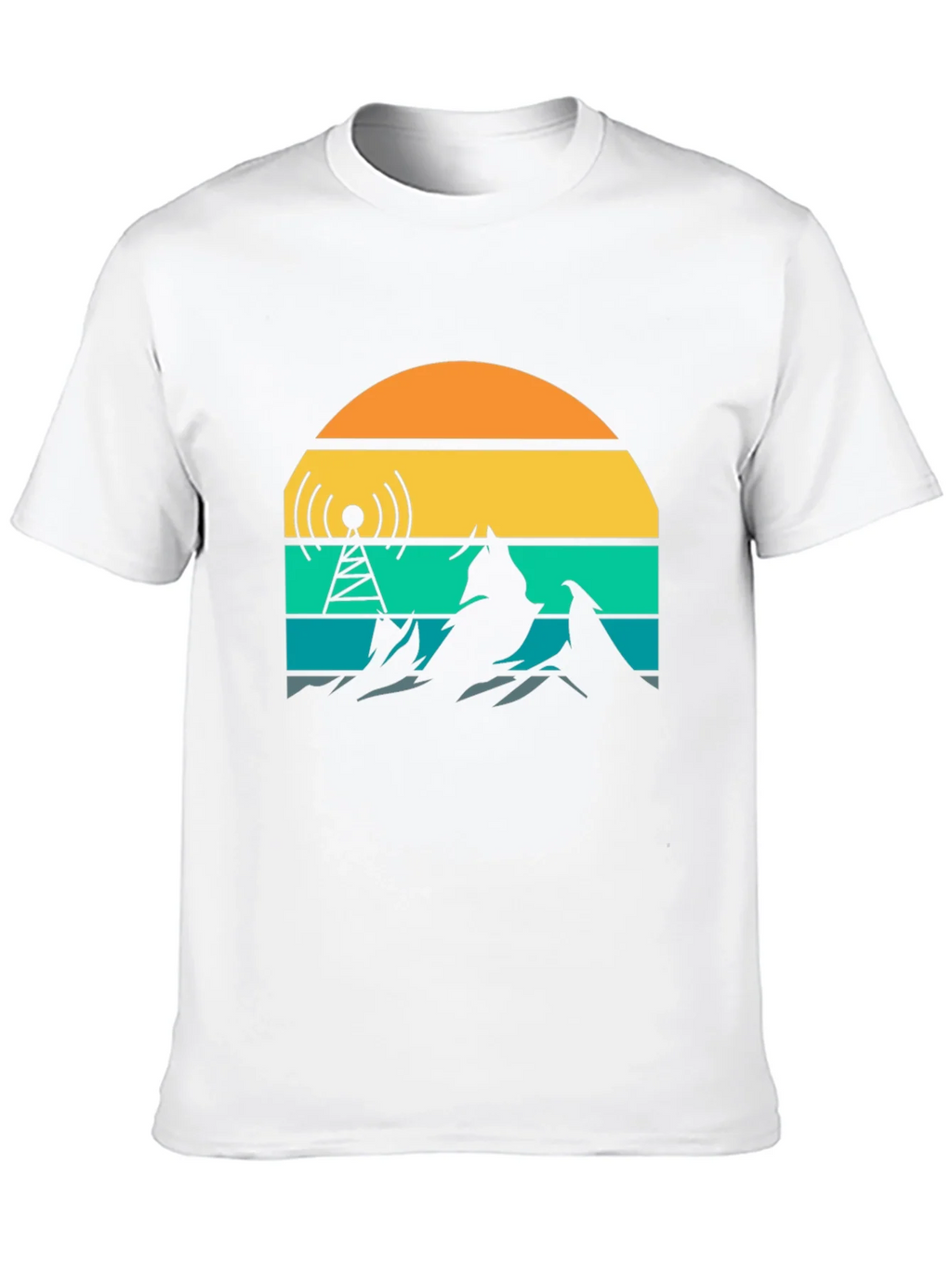 Retro Sunset Mountain Radio Tower T-Shirt