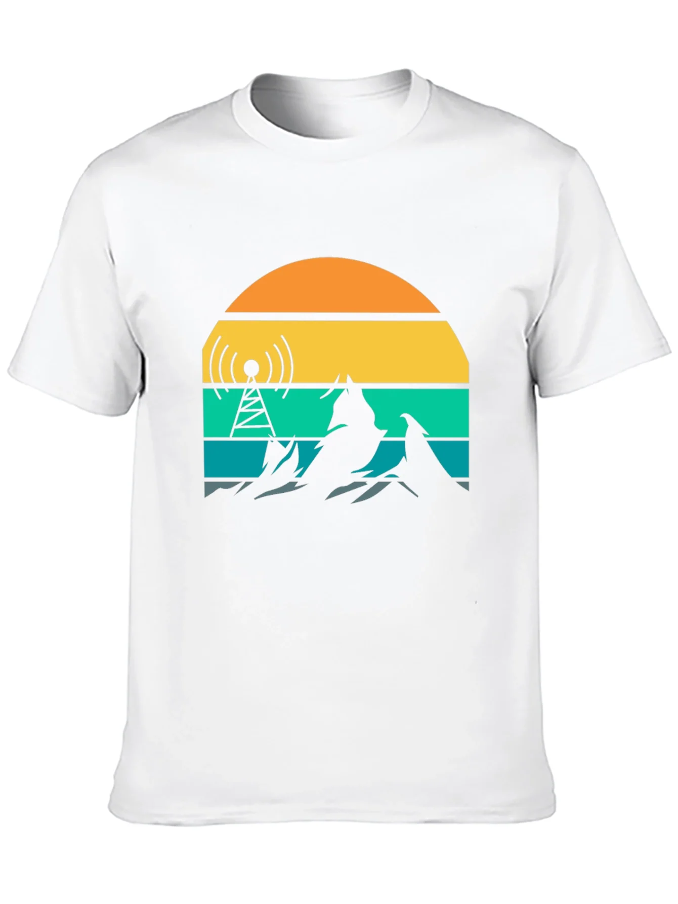 Retro Sunset Mountain Radio Tower T-Shirt