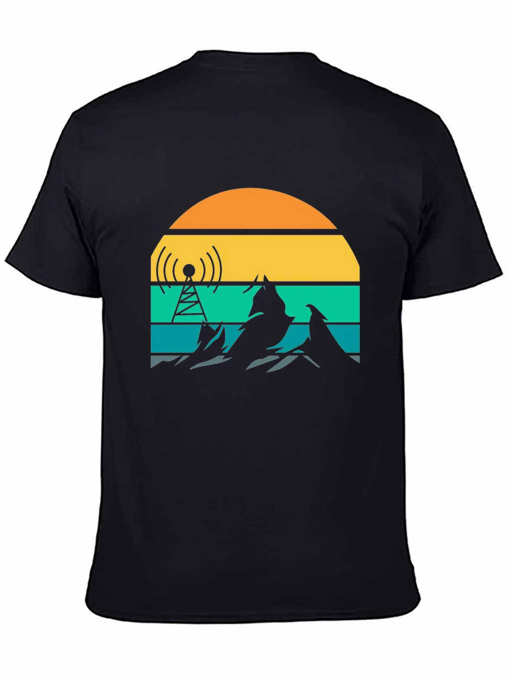 Retro Sunset Mountain Radio Tower T-Shirt